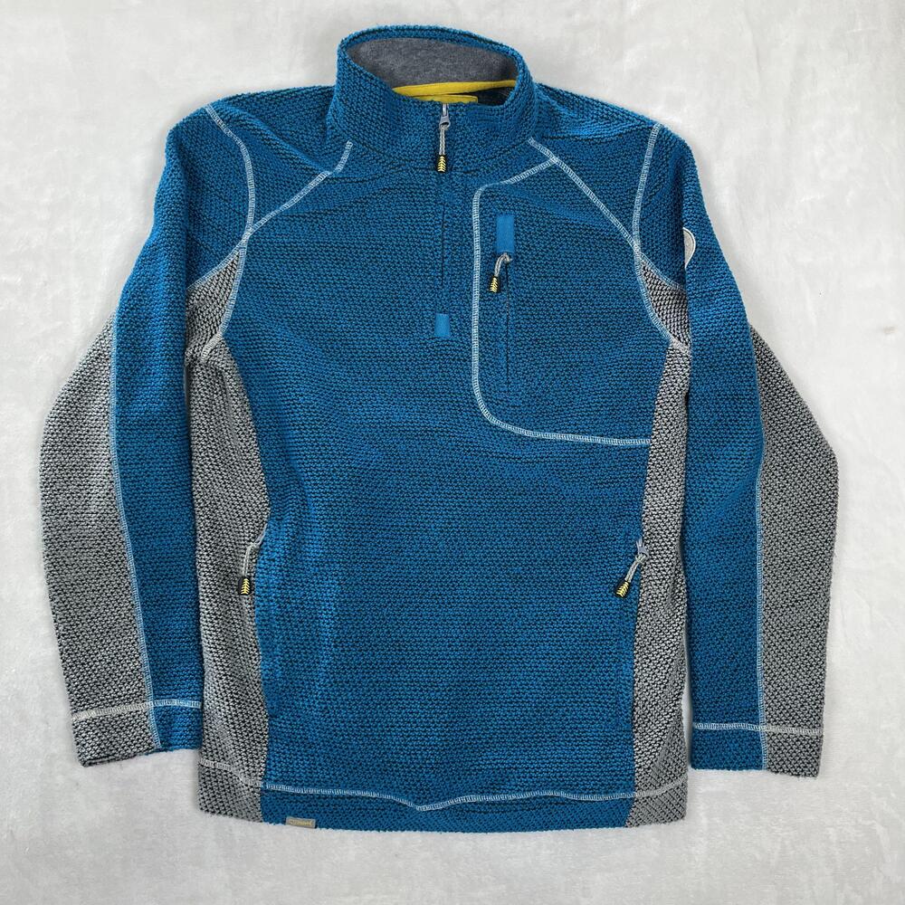 Weird Fish Active Pullover Mens Medium Blue Gray 1/4 Zip Long Sleeve Hiking Knit